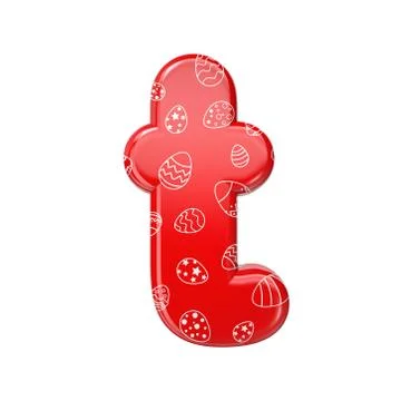Easter egg letter T - Lower-case 3d red and white celebration font - Suitable Stock Illustration