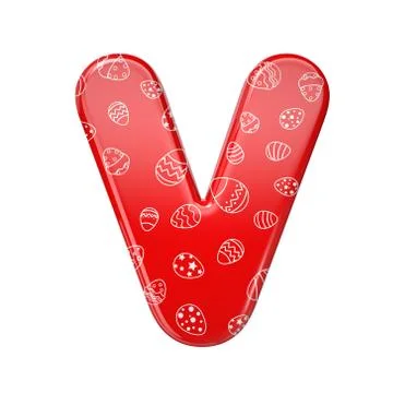 Easter egg letter V - Upper-case 3d red and white celebration font - suitable Stock Illustration