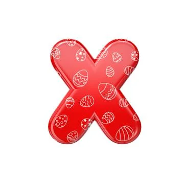Easter egg letter X - Small 3d red and white celebration font - Suitable for  Stock Illustration