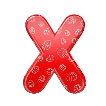 Easter egg letter X - Upper-case 3d red and white celebration font - suitable Stock Illustration