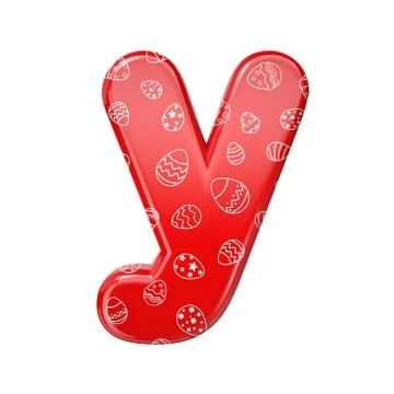 Easter egg letter Y - Small 3d red and white celebration font - Suitable for  Stock Illustration