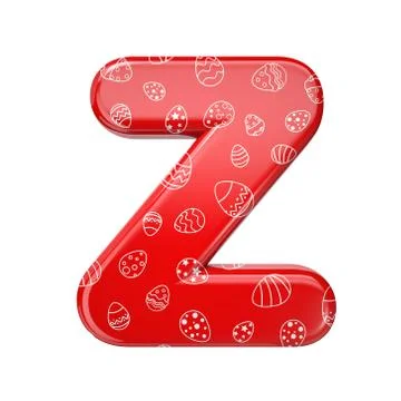 Easter egg letter Z - Upper-case 3d red and white celebration font - suitable Stock Illustration