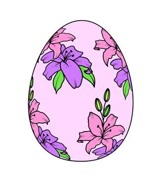 Easter egg with lily pattern. Happy easter day. Vector illustration Stock Illustration