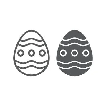 Easter egg line and glyph icon, easter and decoration, egg sign, vector graphics Stock Illustration