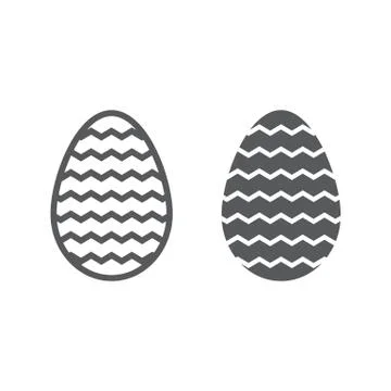 Easter egg line and glyph icon, decoration and easter, striped egg sign, vector Stock Illustration