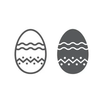 Easter Egg line and glyph icon, easter and holiday, decoration egg sign, vector Stock Illustration