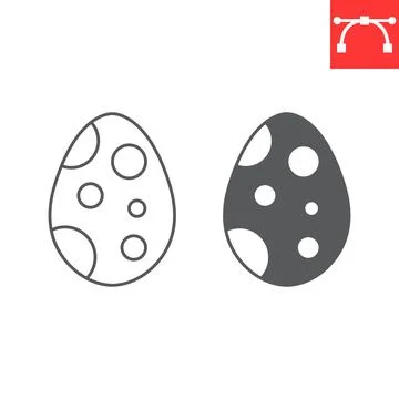 Easter egg line and glyph icon Illustrazione stock