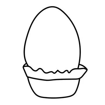 Easter egg line drawing. Doodle vector illustration. Stock Illustration