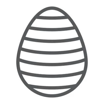 Easter egg line icon, easter and decoration, striped egg sign, vector graphics Stock Illustration