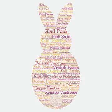 Easter egg made from "Happy Easter" in 12 different languages in vector forma Stock Illustration