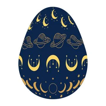 Easter Egg of magic symbols, celestial Astrological, magical and esoteric s.. Illustrazione stock