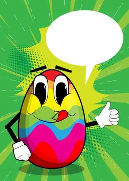 Easter Egg making thumbs up sign. Cartoon character with funny face for the E Illustrazione stock