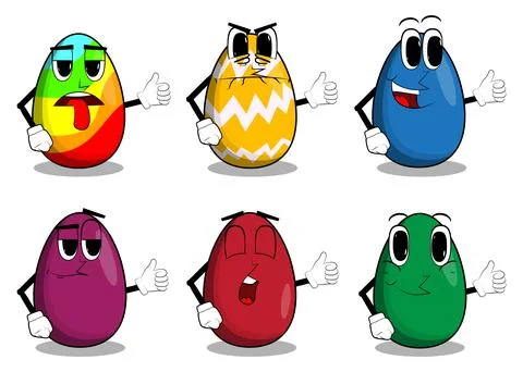 Easter Egg making thumbs up sign. Cartoon character with funny face for the E 스톡 일러스트