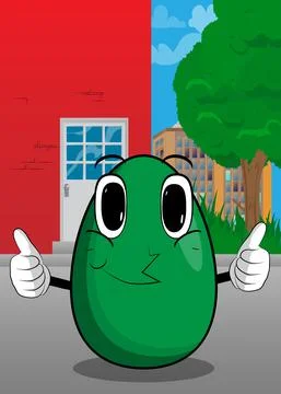 Easter Egg making thumbs up sign with two hands. Cartoon character with funny Stock Illustration