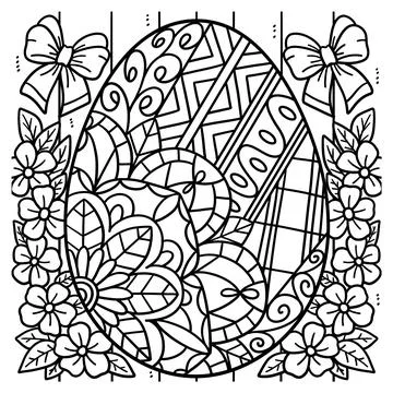 Easter Egg Mandala Coloring Page for Kids Stock Illustration