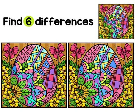 Easter Egg Mandala Find The Differences Stock Illustration