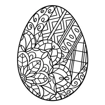 Easter Egg Mandala Isolated Coloring Page Stock Illustration