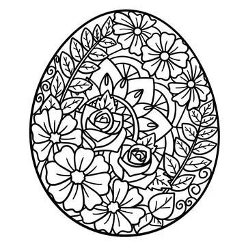 Easter Egg Mandala Isolated Coloring Page Stock Illustration