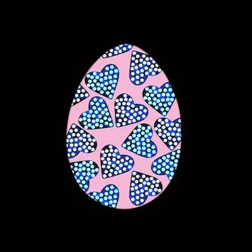 Easter egg - with marble dotted hearts on pink, isolated on black background. Stock Illustration