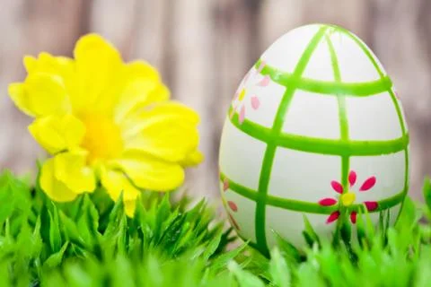 Easter egg on meadow Stock Photos