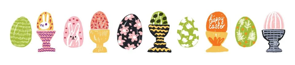 Easter egg modern creative print, hand drawn spring holiday decor doodle Stockillustratie
