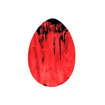 Easter egg - monochrome red-black watercolor isolated on white. Illustrazione stock