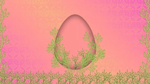 Easter egg with moving plants and classical pattern Stock Footage 234105727