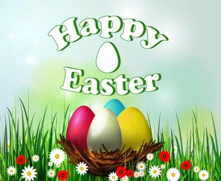 Easter egg nest 库存插图