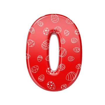 Easter egg number 0 -  3d red and white celebration digit - Suitable for East Stock Illustration