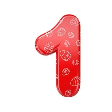 Easter egg number 1 -  3d red and white celebration digit - Suitable for East Stock Illustration