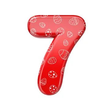 Easter egg number 7 -  3d red and white celebration digit - Suitable for East Stock Illustration