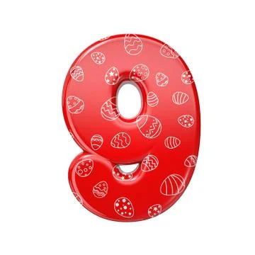 Easter egg number 9 -  3d red and white celebration digit - Suitable for East Stock Illustration
