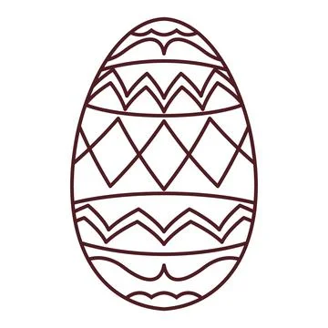 Easter egg with an ornament. Flat outline illustration vector. Illustrazione stock