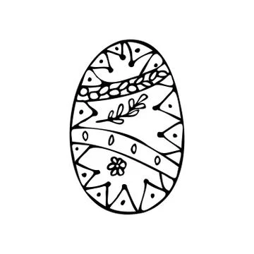 Easter egg with ornament hand-drawn in doodle style. Vector illustration Stock Illustration