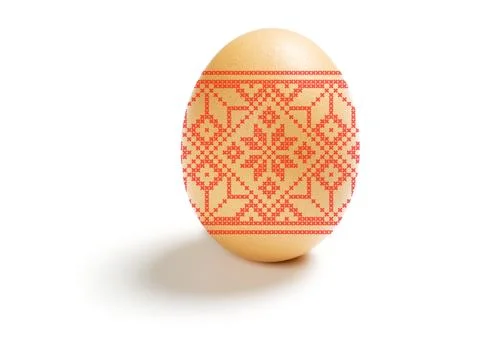 Easter egg with ornament isolated on white background 2 Stock Photos
