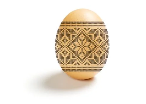 Easter egg with ornament isolated on white background Stock Photos