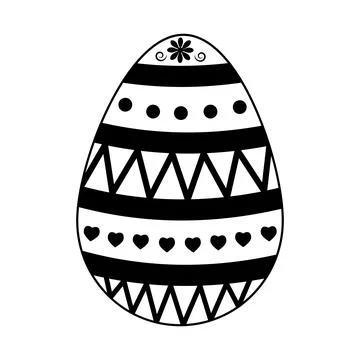 Easter egg with ornament outline Stock Illustration