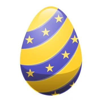 Easter Egg with Ornamental Lines and Yellow Stars Stock Illustration