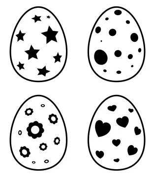 Easter egg outline set. Collection of spring holiday symbols. Line art vector Stock Illustration