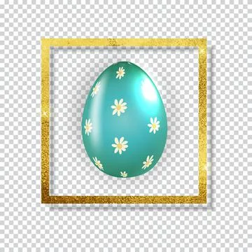 Easter Egg with paint splash and golden frame. Vector Illustration Stock Illustration