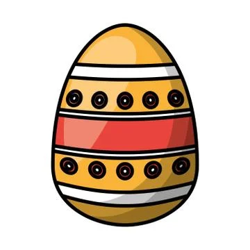 Easter egg painted with bars and points flat style Stock Illustration