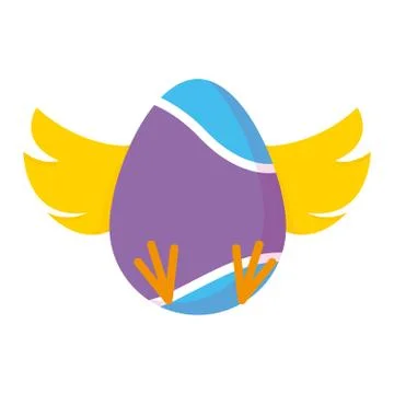 Easter egg painted with chick wings and foots Stockillustratie