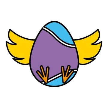 Easter egg painted with chick wings and foots Stockillustratie