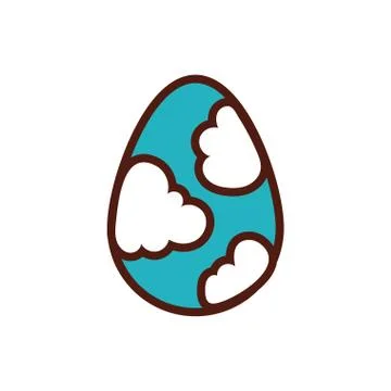 Easter egg painted with clouds flat style Stock Illustration