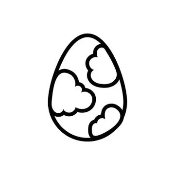 Easter egg painted with clouds line style Stock Illustration