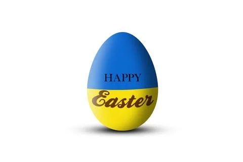 Easter egg painted in the colors of the Ukrainian flag with the inscription " Stock Illustration