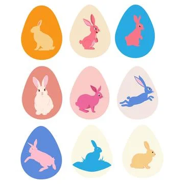 Easter egg with a painted Easter bunny. Kids egg games. He is risen, Happy Ea Stock Illustration