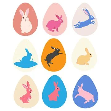 Easter egg with a painted Easter bunny. Kids egg games. He is risen, Happy Ea Illustrazione stock
