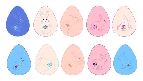 Easter egg with a painted Easter bunny. Kids egg games. He is risen, Happy Ea Illustrazione stock