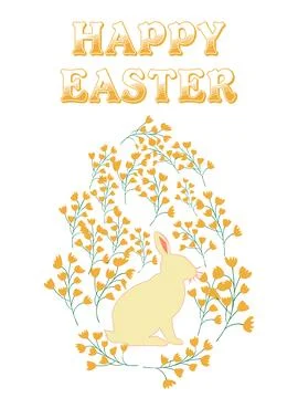 An Easter egg with a painted Easter bunny and floral designs. Kids egg games. Stock Illustration